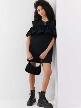 NWT $465 New Maison Martin Margiela MM6 Ruffle Mini dress Size XS Oversized